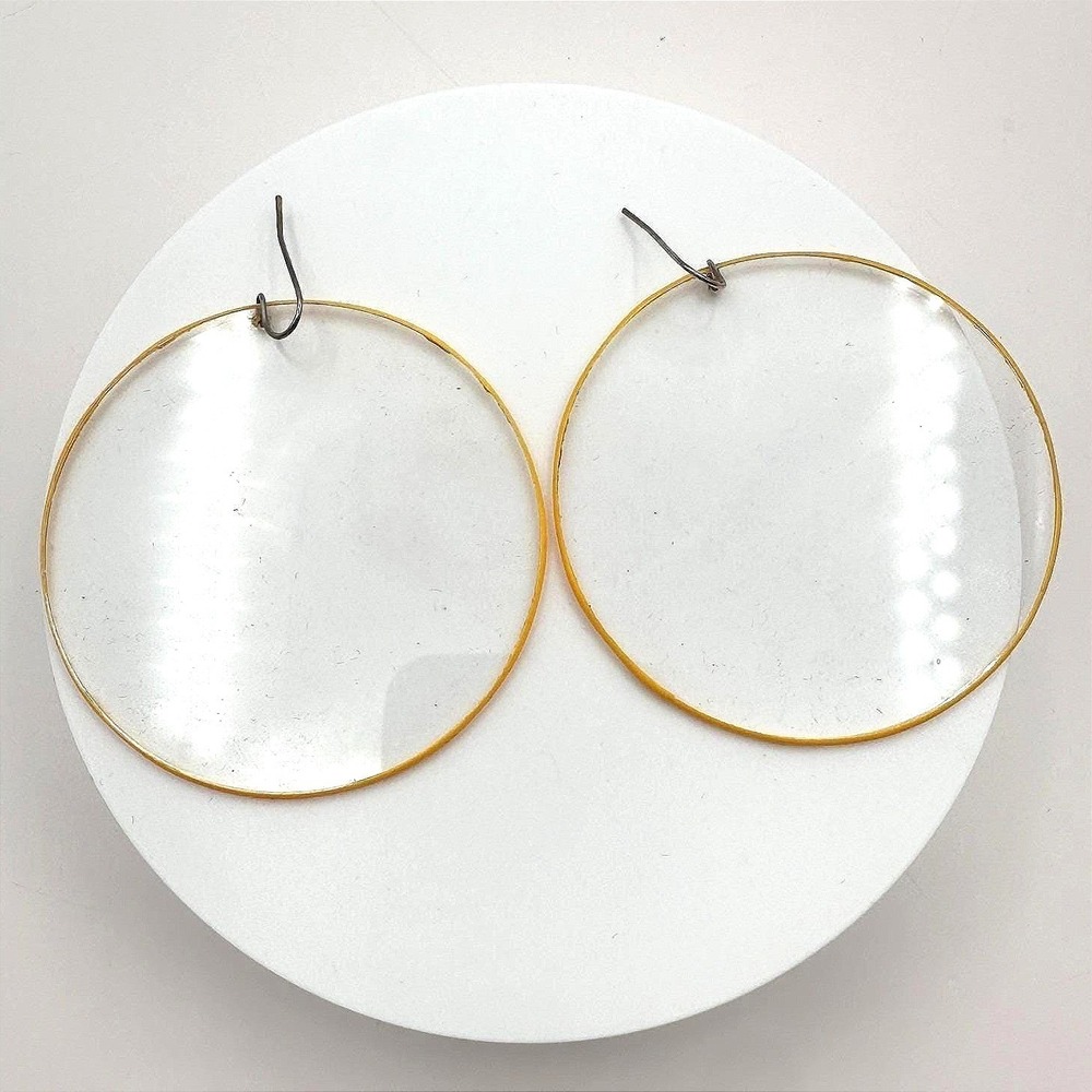 Vintage 80s‎ Hand-Forged Gold Tone Hoop Earrings Ornate Circular Dangle Jewelry
